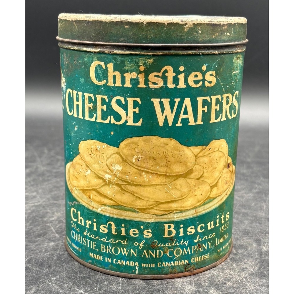 Vtg Christie's Cheese Wafers Tin Christie Brown & Co Canadian Biscuit Decor